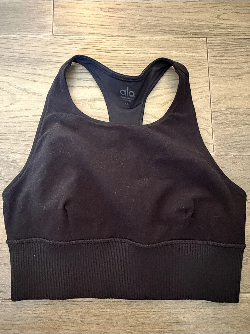 ALO Yoga Black Racerback Ribbed-Band Sports Bra
